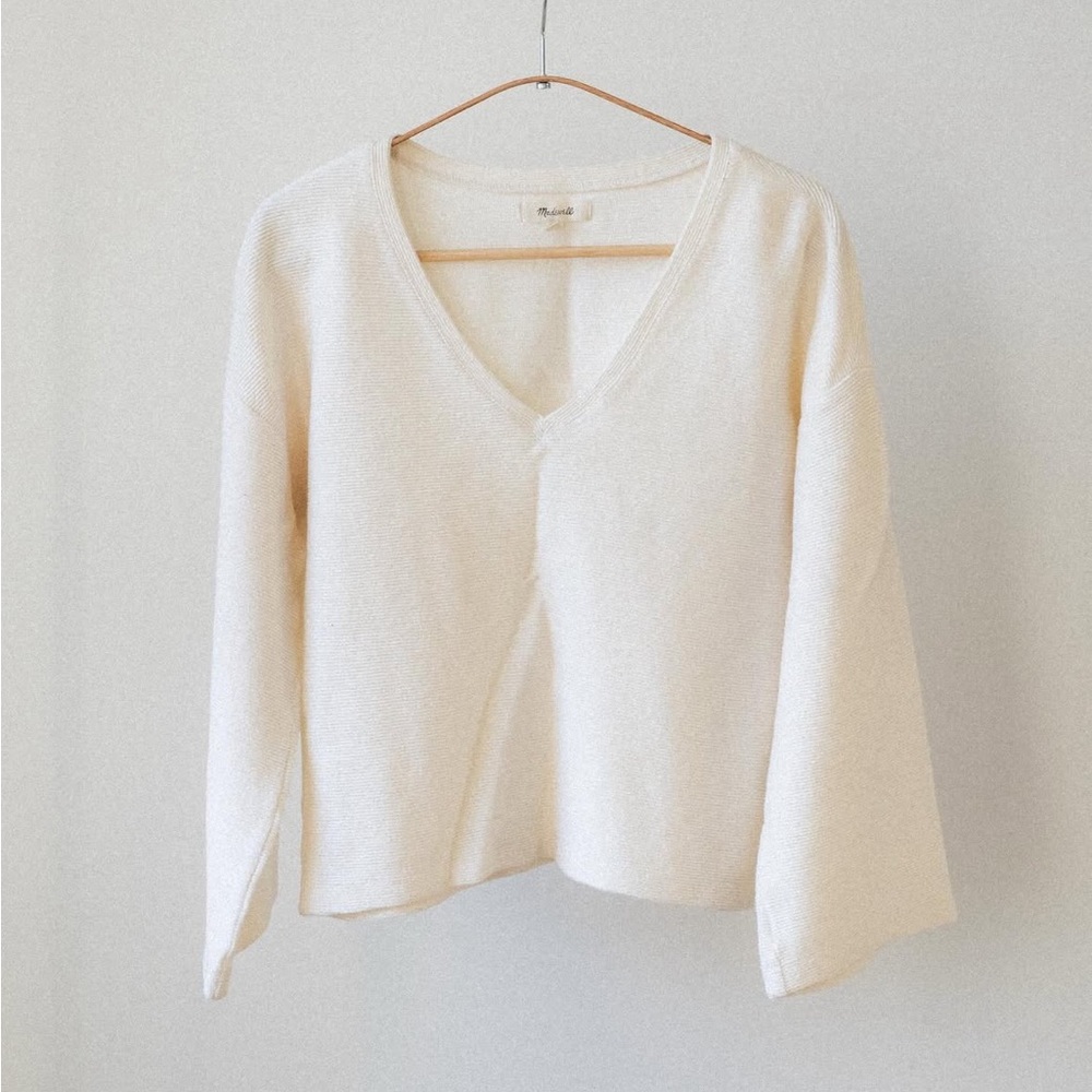 Madewell Ottoman Jacquard V-Neck Long Sleeve Top